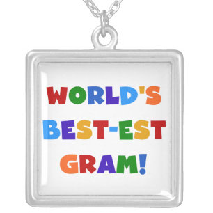 World's Best-est Gram Bright Colors Gifts Silver Plated Necklace