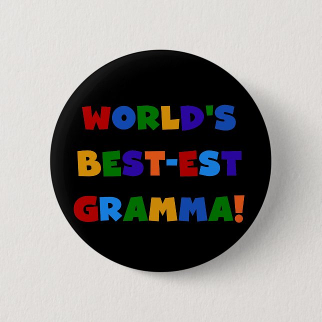 World's Best-est Gramma Bright Colors Pinback Button (Front)