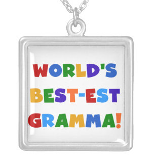 World's Best-est Gramma Bright Colors Silver Plated Necklace