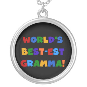 World's Best-est Gramma Bright Colors Silver Plated Necklace