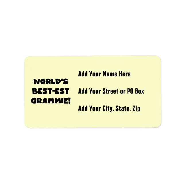 World's Best-est Grammie Black or White Gifts Label (Front)