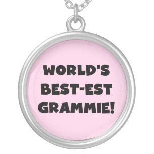 World's Best-est Grammie Black or White Gifts Silver Plated Necklace