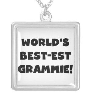 World's Best-est Grammie Black or White Gifts Silver Plated Necklace