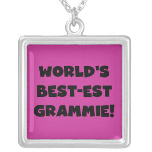 World's Best-est Grammie Black or White Gifts Silver Plated Necklace