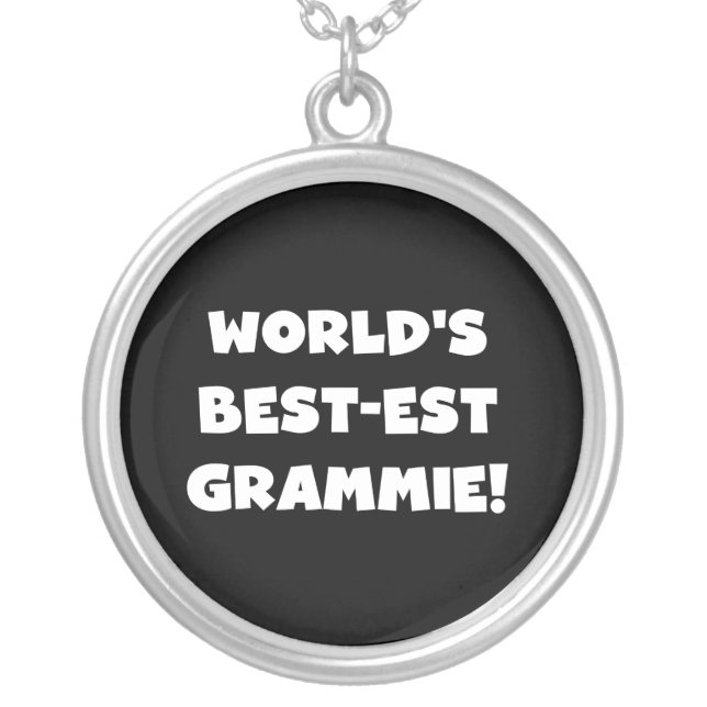 World's Best-est Grammie White T-shirts and Gifts Silver Plated Necklace (Front)