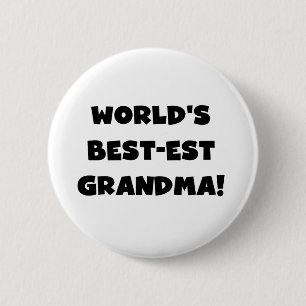 World's Best-est Grandma Black T-shirts and Gifts Button