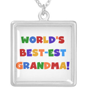 World's Best-est Grandma Bright T-shirts and Gifts Silver Plated Necklace
