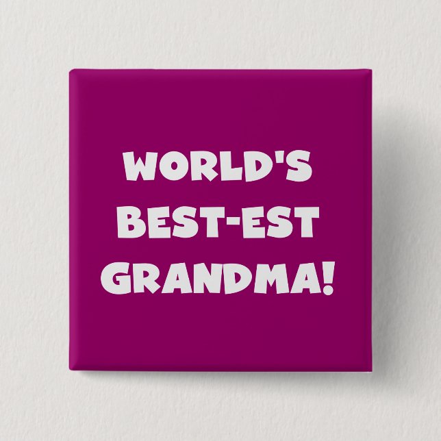 World's Best-Est Grandma White Text Gifts Button (Front)