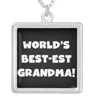 World's Best-Est Grandma White Text Gifts Silver Plated Necklace