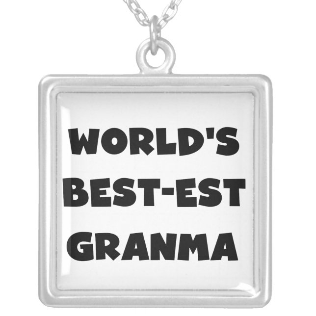 World's Best-est Granma Black and White Silver Plated Necklace (Front)