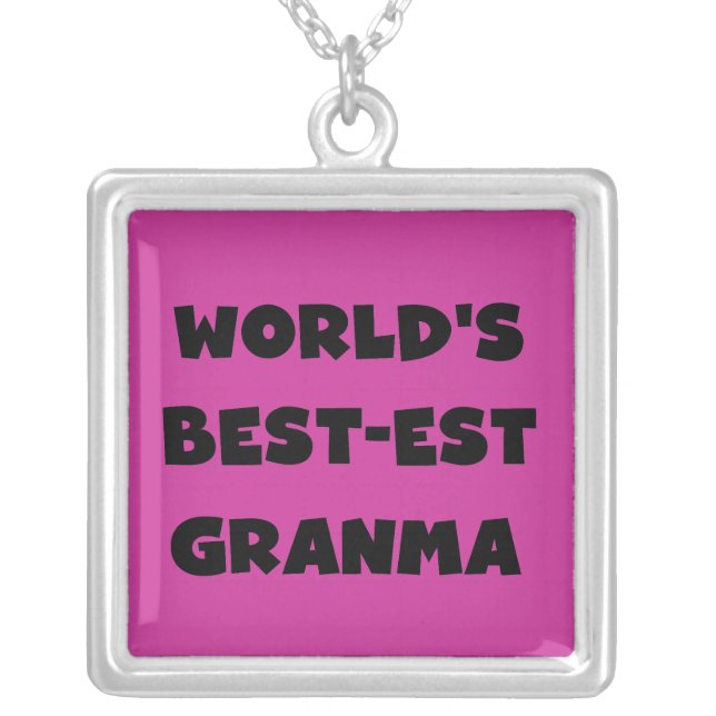 World's Best-est Granma Black and White Silver Plated Necklace (Front)