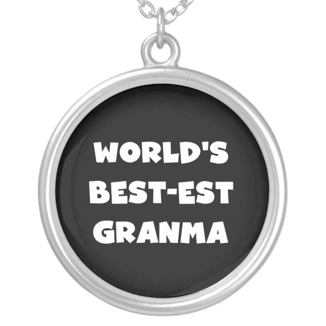 World's Best-est Granma Black and White Silver Plated Necklace (Front)