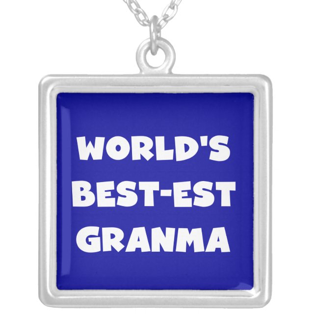 World's Best-est Granma Black and White Silver Plated Necklace (Front)