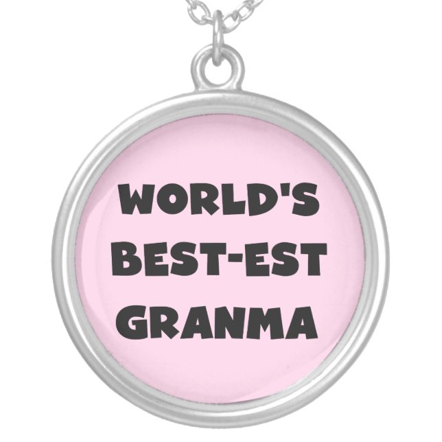 World's Best-est Granma Black and White Silver Plated Necklace (Front)