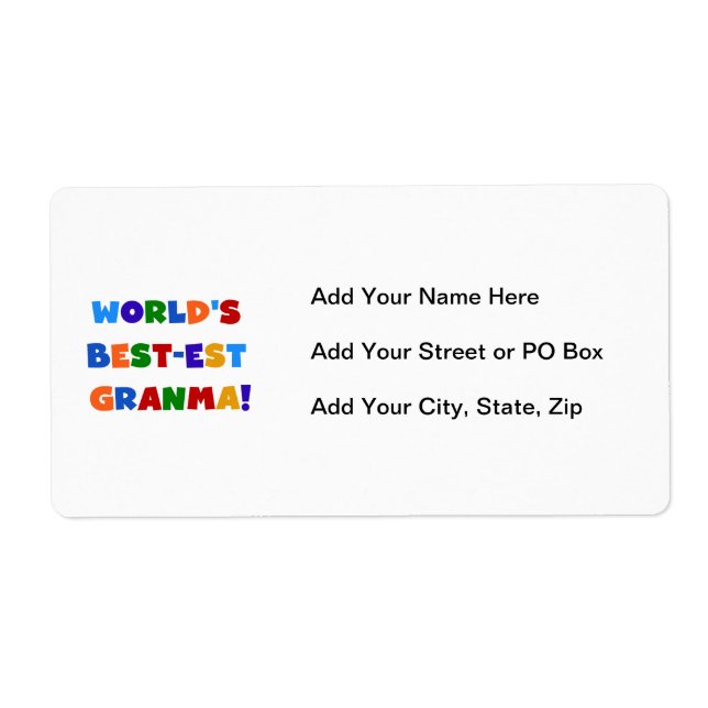 World's Best-est Granma Bright Colors Label (Front)