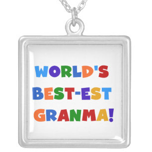 World's Best-est Granma Bright Colors Silver Plated Necklace