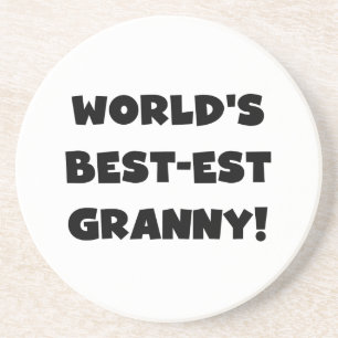 World's Best-est Granny Black Text Tshirts Gifts Drink Coaster