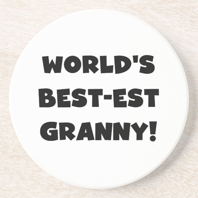 World's Best-est Granny Black Text Tshirts Gifts Drink Coaster (Front)