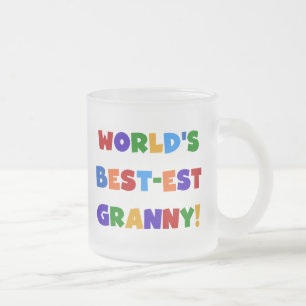 World's Best-est Granny Bright Colors Frosted Glass Coffee Mug