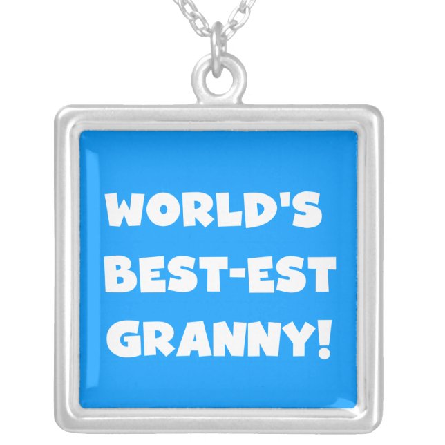 World's Best-est Granny White Text Tshirts Gifts Silver Plated Necklace (Front)