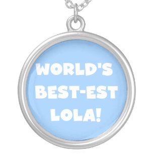 World's Best-est Lola Black and White T-shirts Silver Plated Necklace
