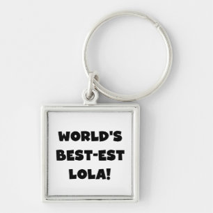 World's Best-est Lola Black and White Tshirts Gift Keychain