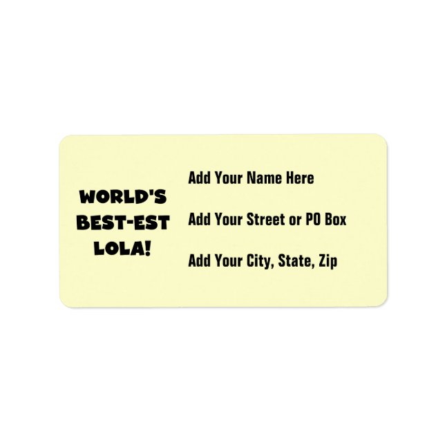 World's Best-est Lola Black and White Tshirts Gift Label (Front)