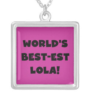 World's Best-est Lola Black and White Tshirts Gift Silver Plated Necklace