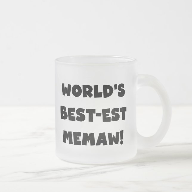World's Best-est Memaw Black and White T-shirts Frosted Glass Coffee Mug (Right)