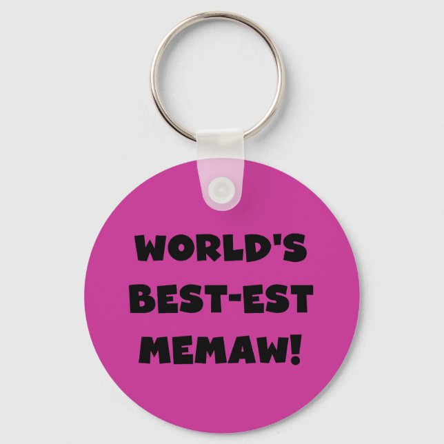 World's Best-est Memaw Black and White T-shirts Keychain (Front)