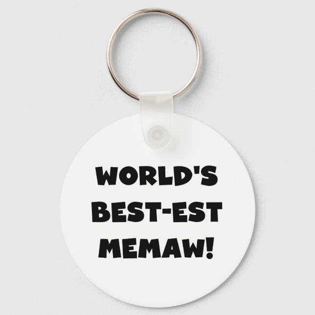 World's Best-est Memaw Black and White T-shirts Keychain (Front)