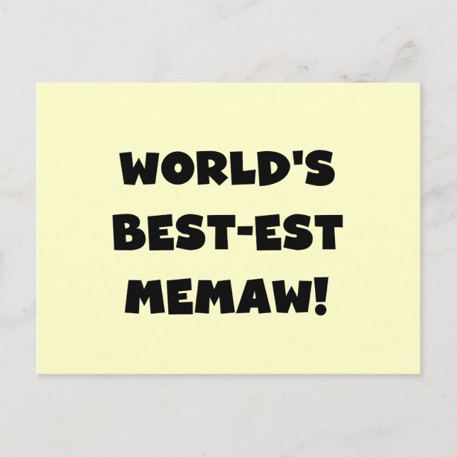 World's Best-est Memaw Black and White T-shirts Postcard (Front)