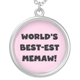 World's Best-est Memaw Black and White T-shirts Silver Plated Necklace