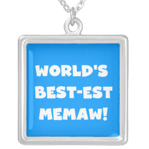 World's Best-est Memaw Black and White T-shirts Silver Plated Necklace