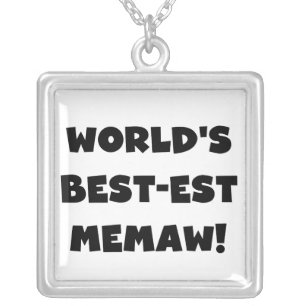 World's Best-est Memaw Black and White T-shirts Silver Plated Necklace