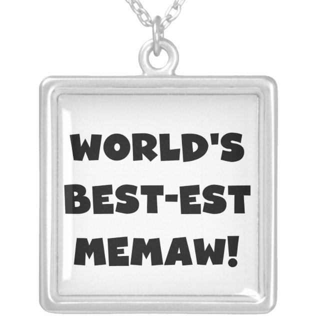 World's Best-est Memaw Black and White T-shirts Silver Plated Necklace (Front)