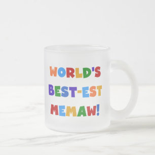 World's Best-est Memaw Bright Colors Tshirts Frosted Glass Coffee Mug