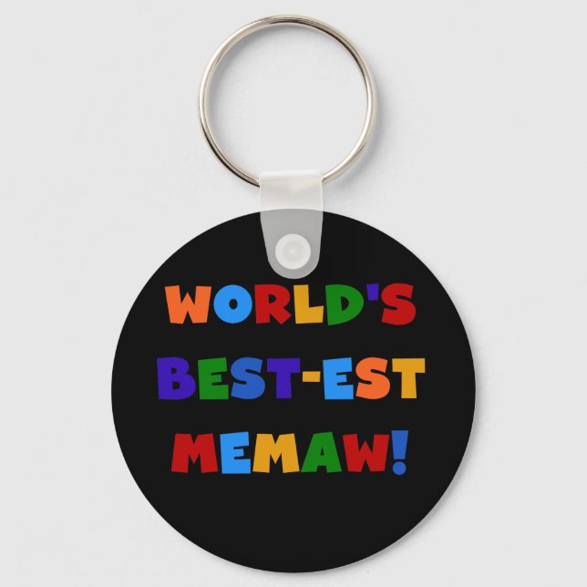 World's Best-est Memaw Bright Colors Tshirts Keychain (Front)