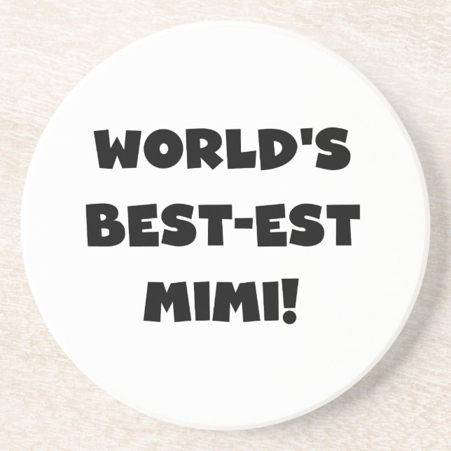 World's Best-est Mimi Black Text T-shirts and Gift Coaster (Front)