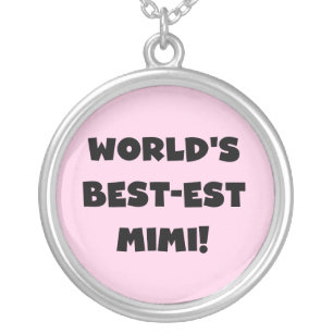 World's Best-est Mimi Black Text T-shirts and Gift Silver Plated Necklace