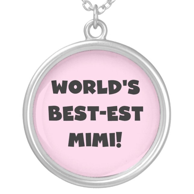 World's Best-est Mimi Black Text T-shirts and Gift Silver Plated Necklace (Front)