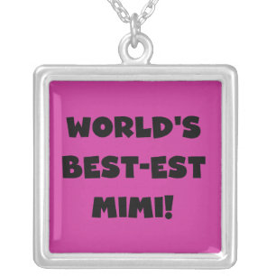 World's Best-est Mimi Black Text T-shirts and Gift Silver Plated Necklace