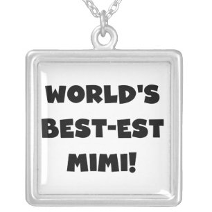 World's Best-est Mimi Black Text T-shirts and Gift Silver Plated Necklace