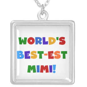 World's Best-est Mimi Bright Colors T-shirts Gifts Silver Plated Necklace