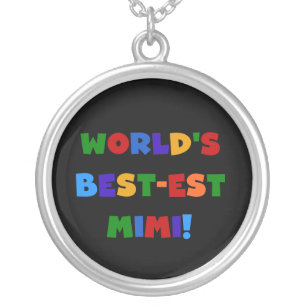 World's Best-est Mimi Bright Colors T-shirts Gifts Silver Plated Necklace