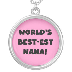 World's Best-est Nana Black and White T-shirts Silver Plated Necklace