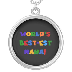 World's Best-est Nana Bright Colors Gifts Silver Plated Necklace