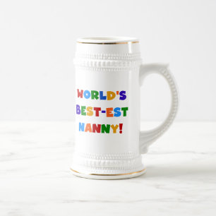 World's Best-est Nanny Bright Colors Gifts Beer Stein