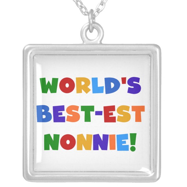 World's Best-est Nonnie Bright Colors Gifts Silver Plated Necklace (Front)