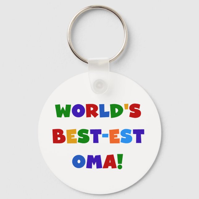 World's Best-est Oma Bright Colors Gifts Keychain (Front)
